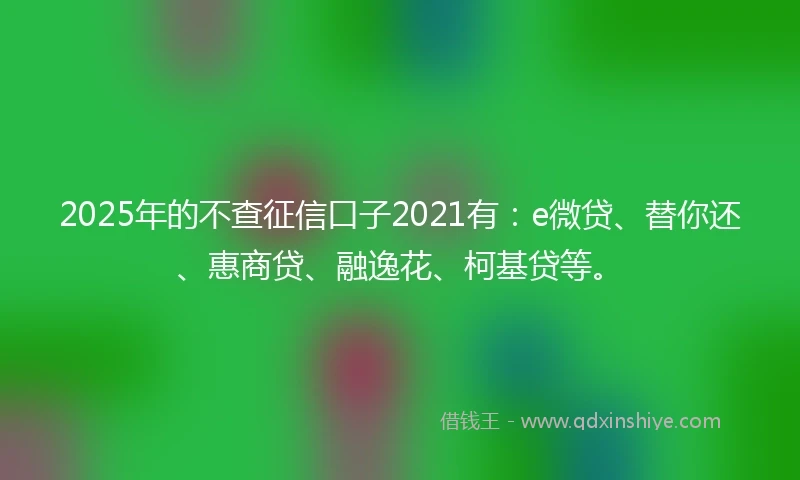 2025年的不查征信口子2021有：e微贷、替你还、惠商贷、融逸花、柯基贷等。