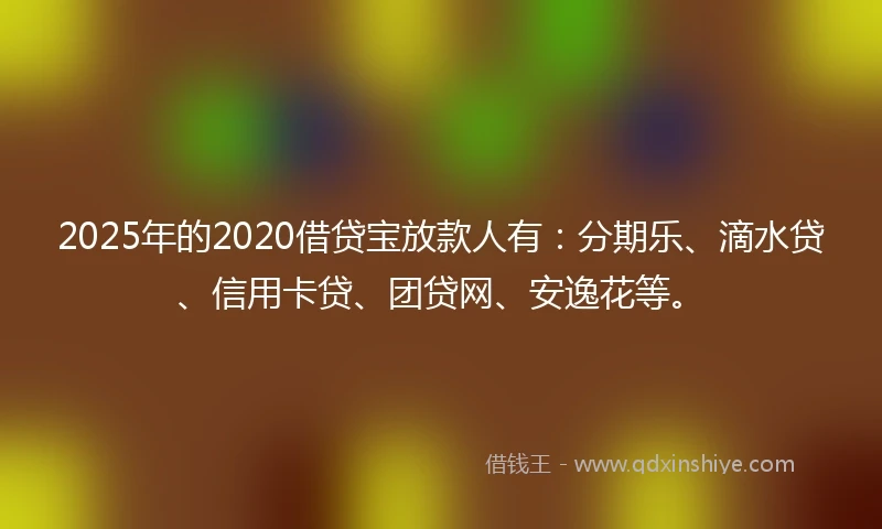 2025年的2020借贷宝放款人有：分期乐、滴水贷、信用卡贷、团贷网、安逸花等。