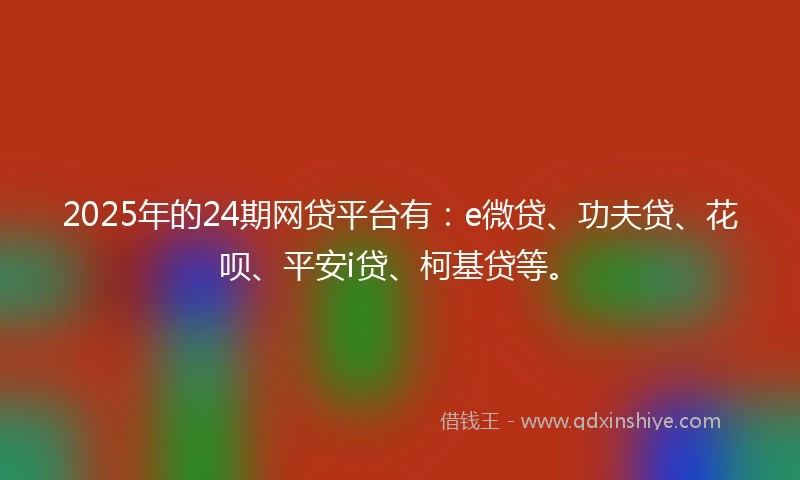 2025年的24期网贷平台有：e微贷、功夫贷、花呗、平安i贷、柯基贷等。