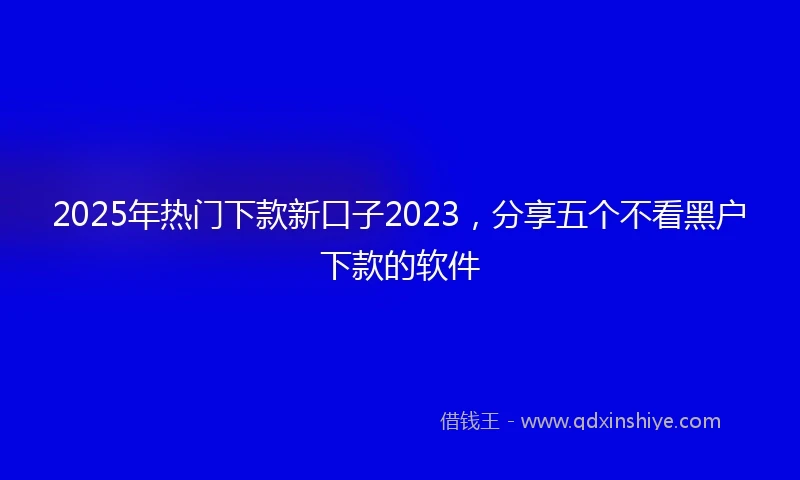 2025年热门下款新口子2023，分享五个不看黑户下款的软件