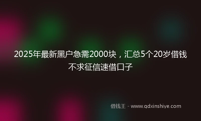 2025年最新黑户急需2000块，汇总5个20岁借钱不求征信速借口子