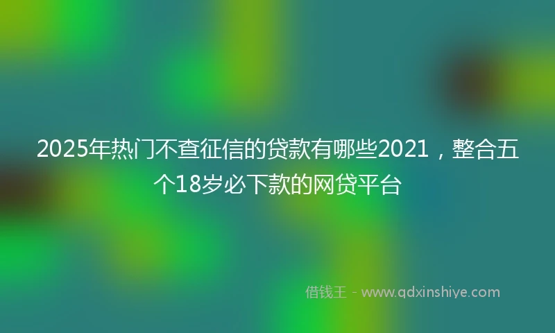 2025年热门不查征信的贷款有哪些2021，整合五个18岁必下款的网贷平台