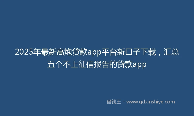 2025年最新高炮贷款app平台新口子下载，汇总五个不上征信报告的贷款app