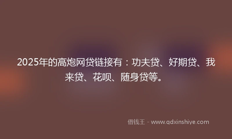 2025年的高炮网贷链接有：功夫贷、好期贷、我来贷、花呗、随身贷等。