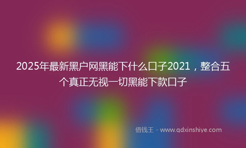 2025年最新黑户网黑能下什么口子2021，整合五个真正无视一切黑能下款口子