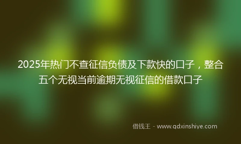 2025年热门不查征信负债及下款快的口子，整合五个无视当前逾期无视征信的借款口子