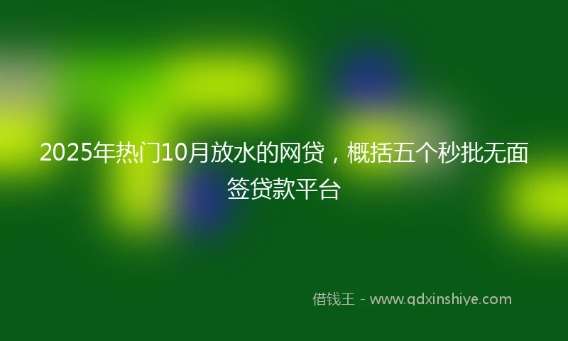2025年热门10月放水的网贷，概括五个秒批无面签贷款平台