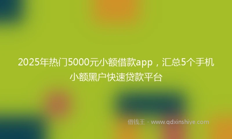 2025年热门5000元小额借款app，汇总5个手机小额黑户快速贷款平台