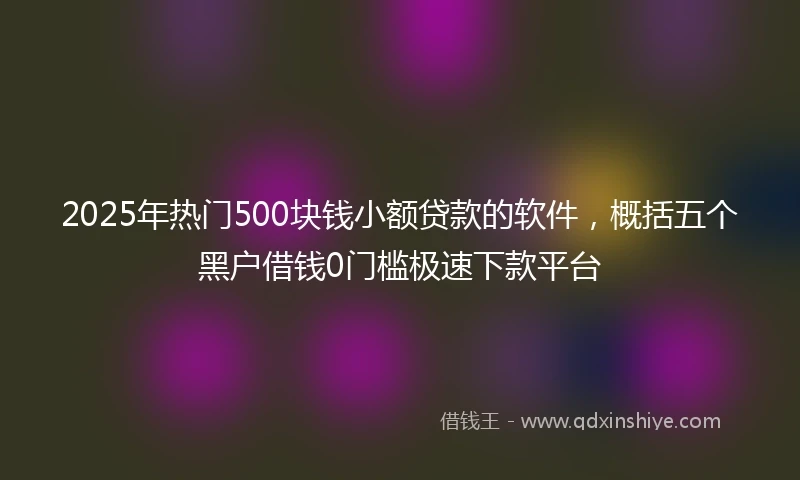 2025年热门500块钱小额贷款的软件，概括五个黑户借钱0门槛极速下款平台