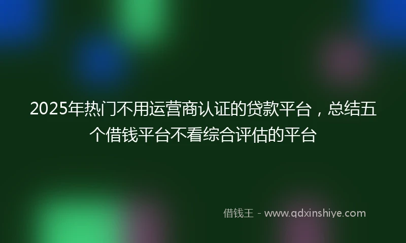 2025年热门不用运营商认证的贷款平台，总结五个借钱平台不看综合评估的平台