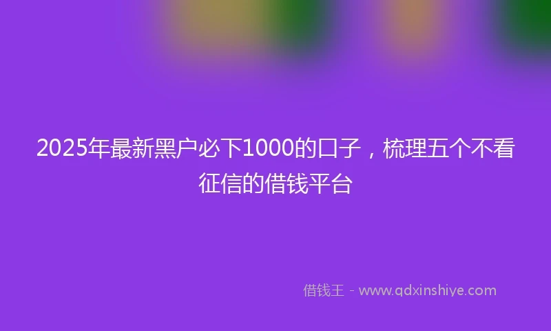 2025年最新黑户必下1000的口子，梳理五个不看征信的借钱平台