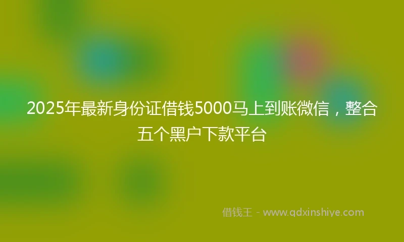2025年最新身份证借钱5000马上到账微信，整合五个黑户下款平台
