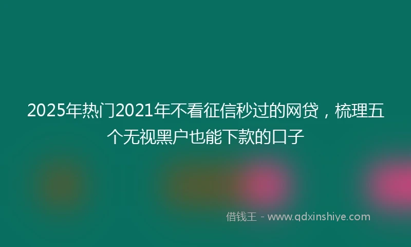 2025年热门2021年不看征信秒过的网贷，梳理五个无视黑户也能下款的口子