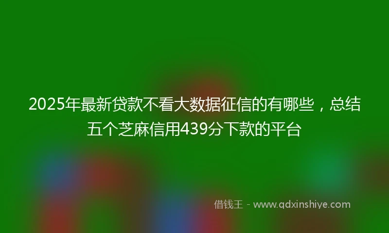 2025年最新贷款不看大数据征信的有哪些，总结五个芝麻信用439分下款的平台