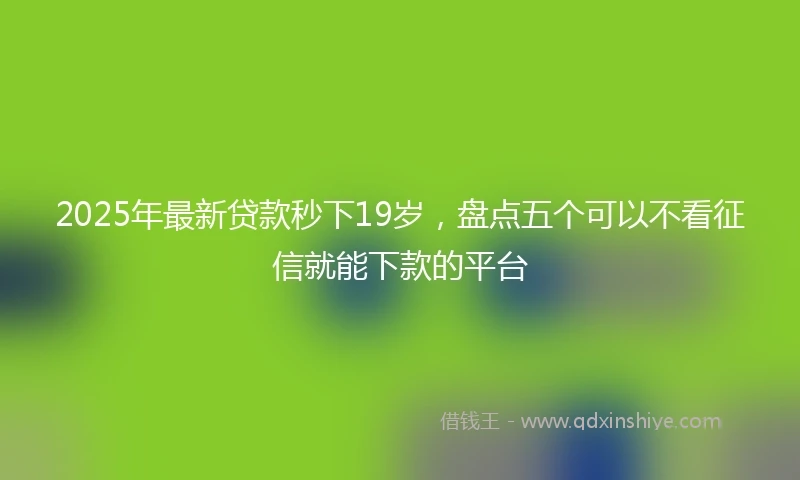 2025年最新贷款秒下19岁，盘点五个可以不看征信就能下款的平台