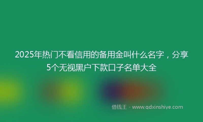 2025年热门不看信用的备用金叫什么名字，分享5个无视黑户下款口子名单大全