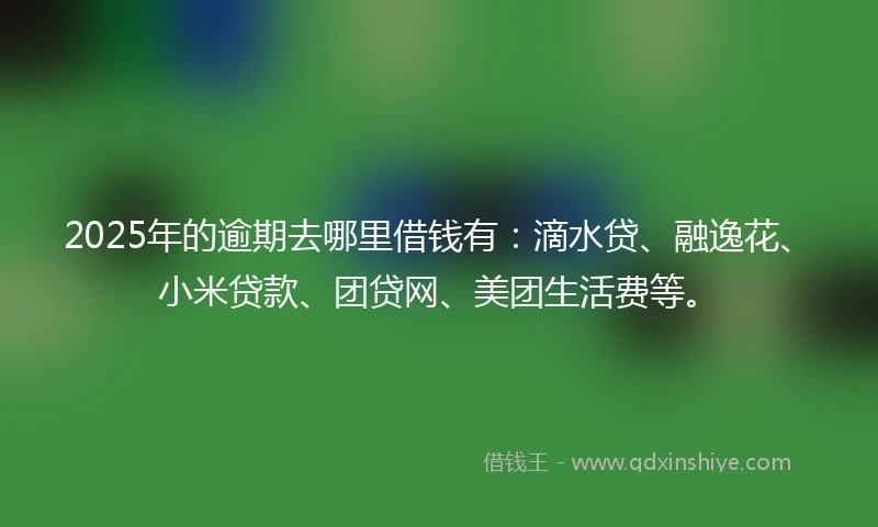2025年的逾期去哪里借钱有：滴水贷、融逸花、小米贷款、团贷网、美团生活费等。