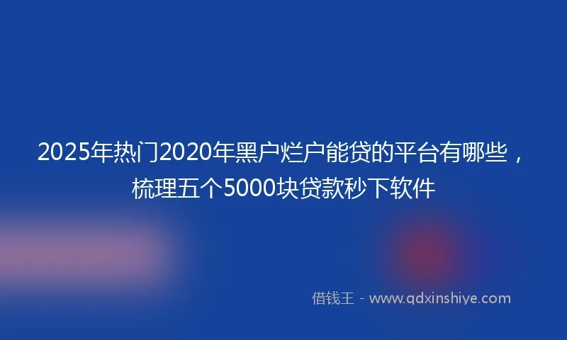2025年热门2020年黑户烂户能贷的平台有哪些，梳理五个5000块贷款秒下软件