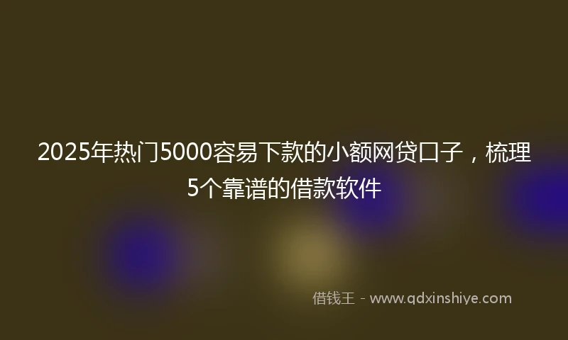 2025年热门5000容易下款的小额网贷口子，梳理5个靠谱的借款软件