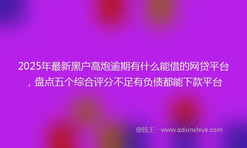 2025年最新黑户高炮逾期有什么能借的网贷平台，盘点五个综合评分不足有负债都能下款平台