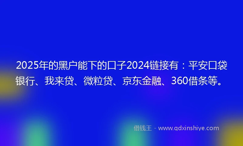2025年的黑户能下的口子2024链接有：平安口袋银行、我来贷、微粒贷、京东金融、360借条等。