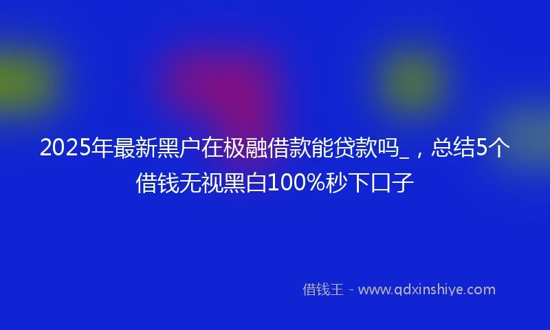 2025年最新黑户在极融借款能贷款吗_，总结5个借钱无视黑白100%秒下口子
