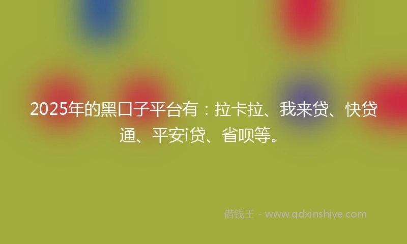 2025年的黑口子平台有：拉卡拉、我来贷、快贷通、平安i贷、省呗等。