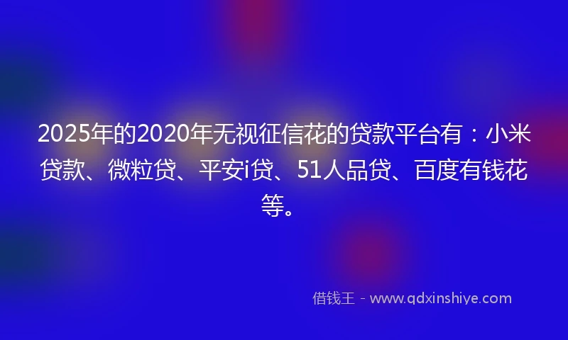 2025年的2020年无视征信花的贷款平台有：小米贷款、微粒贷、平安i贷、51人品贷、百度有钱花等。