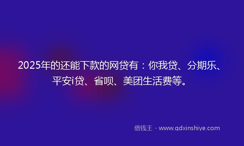 2025年的还能下款的网贷有：你我贷、分期乐、平安i贷、省呗、美团生活费等。
