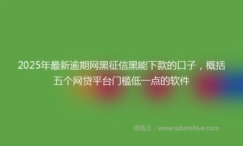2025年最新逾期网黑征信黑能下款的口子，概括五个网贷平台门槛低一点的软件