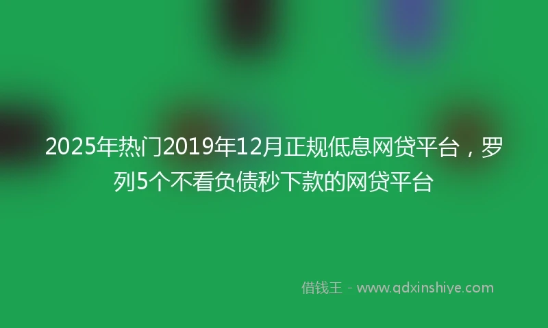 2025年热门2019年12月正规低息网贷平台，罗列5个不看负债秒下款的网贷平台