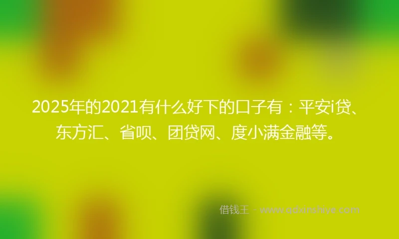 2025年的2021有什么好下的口子有：平安i贷、东方汇、省呗、团贷网、度小满金融等。