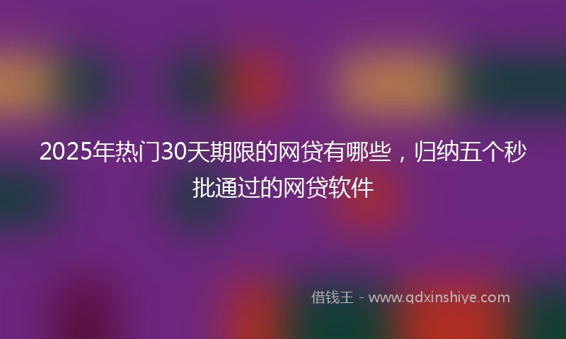 2025年热门30天期限的网贷有哪些，归纳五个秒批通过的网贷软件
