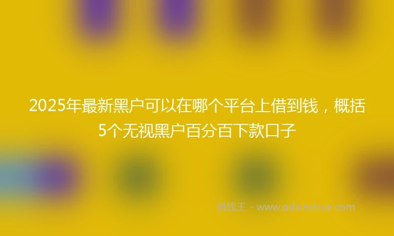 2025年最新黑户可以在哪个平台上借到钱，概括5个无视黑户百分百下款口子