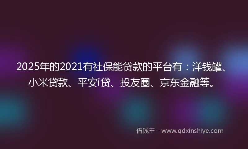 2025年的2021有社保能贷款的平台有：洋钱罐、小米贷款、平安i贷、投友圈、京东金融等。