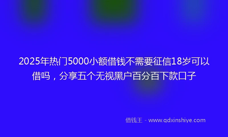 2025年热门5000小额借钱不需要征信18岁可以借吗，分享五个无视黑户百分百下款口子