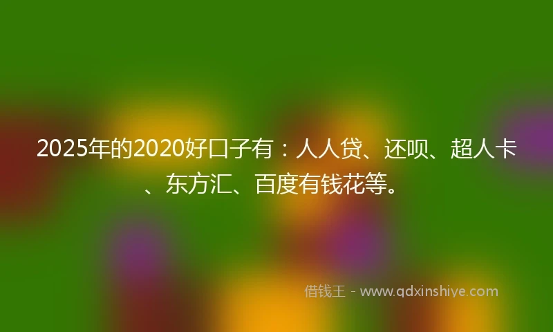 2025年的2020好口子有：人人贷、还呗、超人卡、东方汇、百度有钱花等。