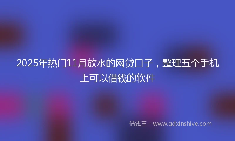 2025年热门11月放水的网贷口子，整理五个手机上可以借钱的软件
