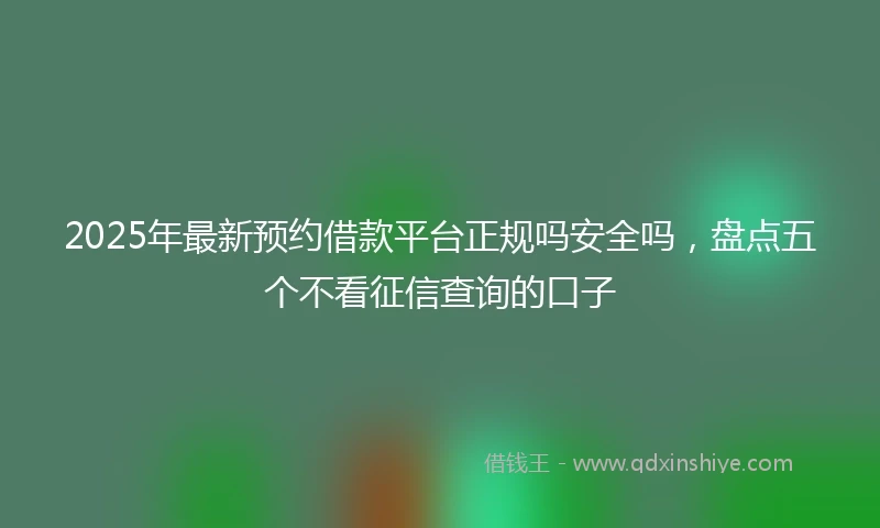 2025年最新预约借款平台正规吗安全吗，盘点五个不看征信查询的口子