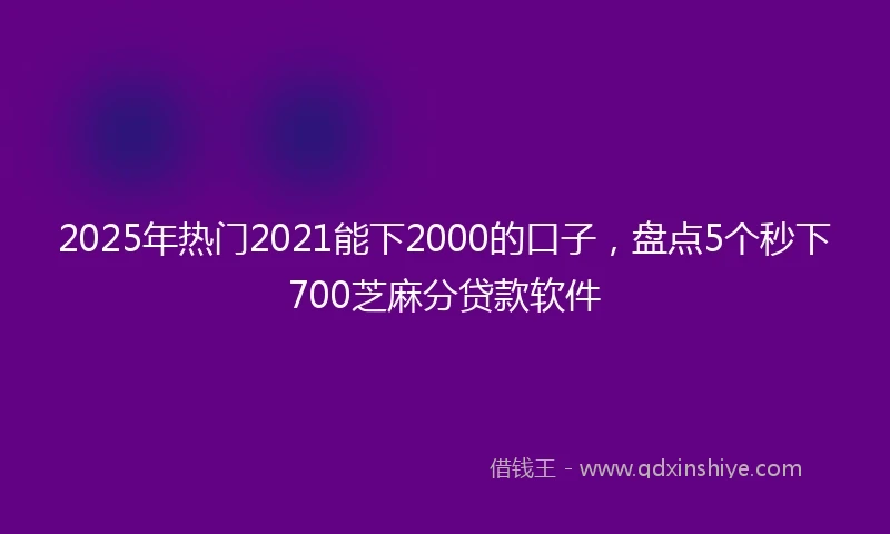 2025年热门2021能下2000的口子，盘点5个秒下700芝麻分贷款软件