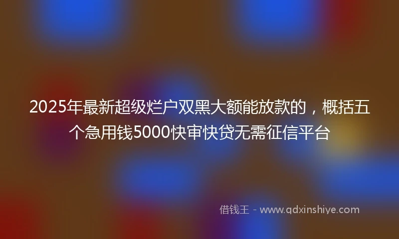2025年最新超级烂户双黑大额能放款的，概括五个急用钱5000快审快贷无需征信平台