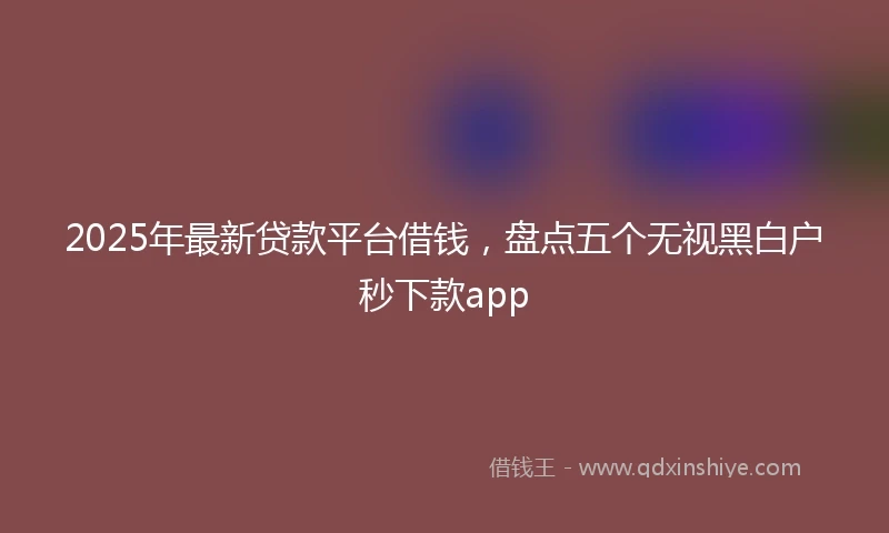 2025年最新贷款平台借钱，盘点五个无视黑白户秒下款app