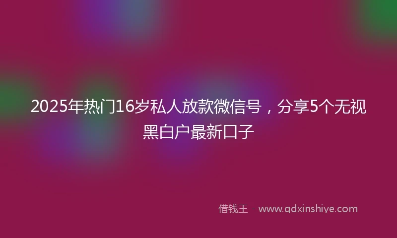 2025年热门16岁私人放款微信号，分享5个无视黑白户最新口子