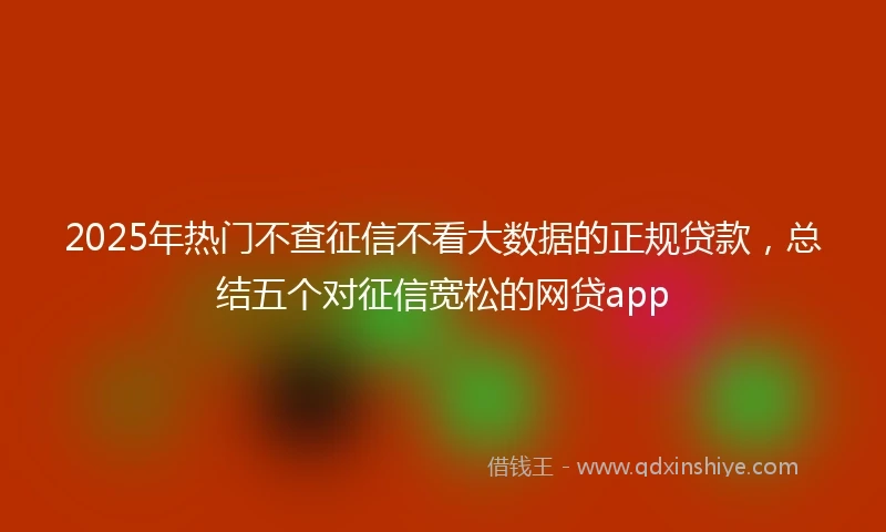2025年热门不查征信不看大数据的正规贷款，总结五个对征信宽松的网贷app