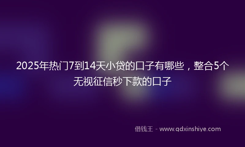 2025年热门7到14天小贷的口子有哪些，整合5个无视征信秒下款的口子