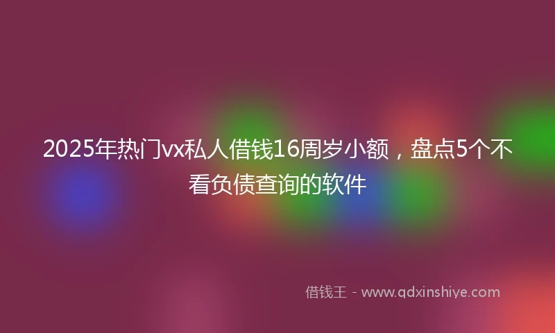 2025年热门vx私人借钱16周岁小额，盘点5个不看负债查询的软件