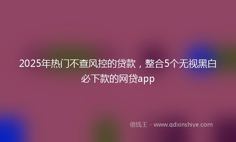 2025年热门不查风控的贷款，整合5个无视黑白必下款的网贷app