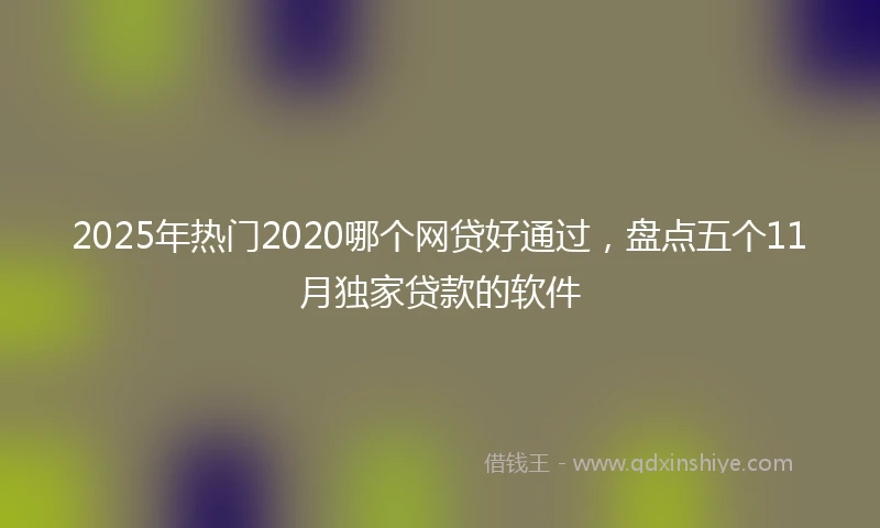 2025年热门2020哪个网贷好通过，盘点五个11月独家贷款的软件