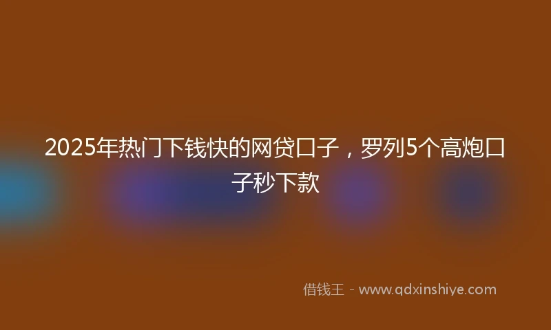 2025年热门下钱快的网贷口子，罗列5个高炮口子秒下款