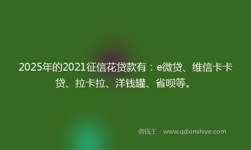 2025年的2021征信花贷款有：e微贷、维信卡卡贷、拉卡拉、洋钱罐、省呗等。